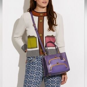 Coach Cashin Carry Tote 22, Double Kisslock, Purple